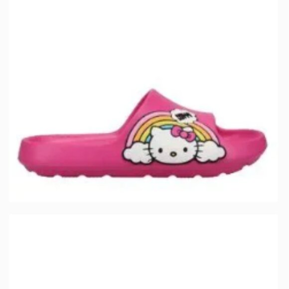 Hello Kitty Pink Beach Slide EVA Sandals with Rainbow and Clouds Design - Picture 2 of 4